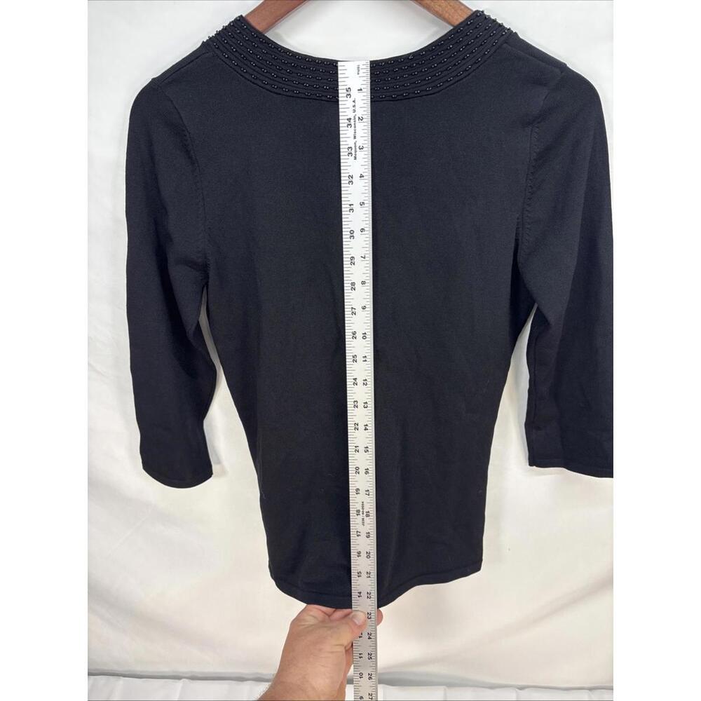 Beaded Twist Front Sweater Top Size S/P French Dressing Jeans Co FDJ Black - Picture 6 of 8